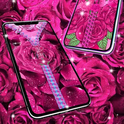 Lock screen zipper pink rose android App screenshot 1