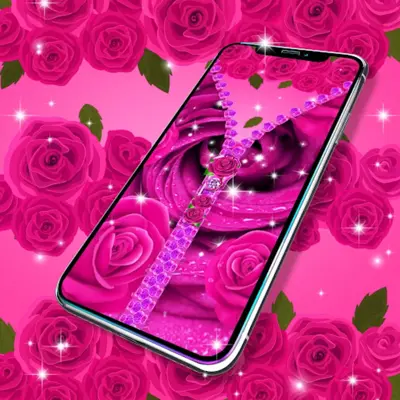 Lock screen zipper pink rose android App screenshot 2