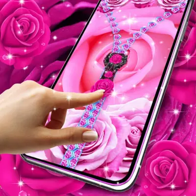 Lock screen zipper pink rose android App screenshot 5